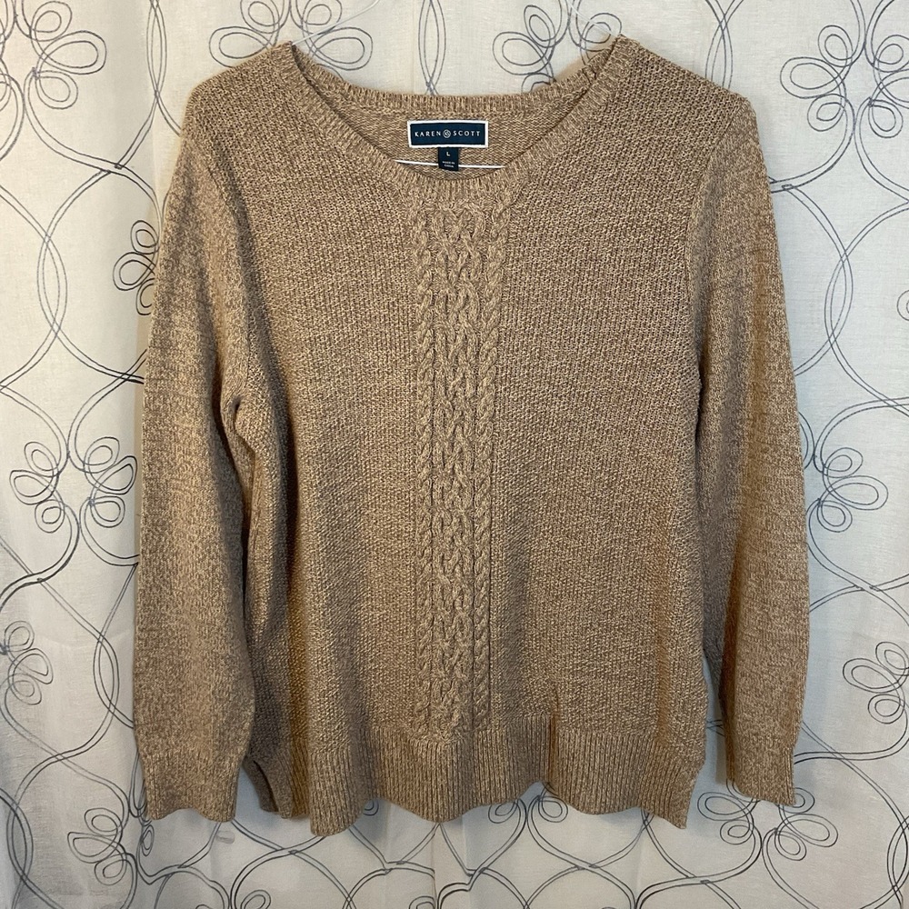Women's Karen Scott‎ long sleeve brown sweater size large